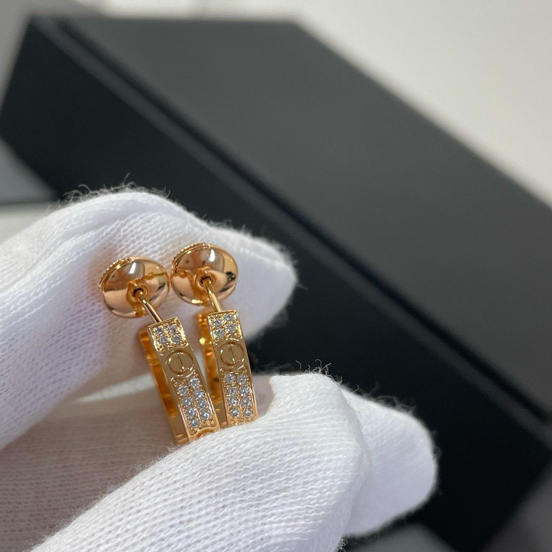 [✨Rose💎]Boucles d'oreilles créoles en or rose Love Diamond