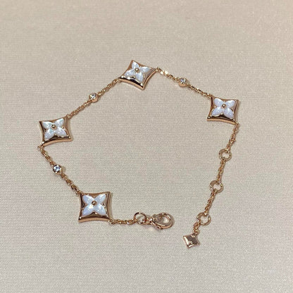 [✨Rose💎]BRACELET EN OR ROSE ET DIAMANT À 4 MOTIFS ÉTOILE