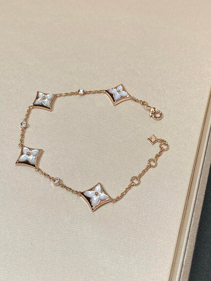 [✨Rose💎]BRACELET EN OR ROSE ET DIAMANT À 4 MOTIFS ÉTOILE