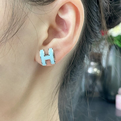 [✨Rose💎]BOUCLES D'OREILLES CLOUS BLEU CIEL POP H