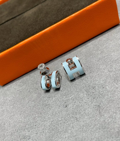 [✨Rose💎]BOUCLES D'OREILLES CLOUS BLEU CIEL POP H