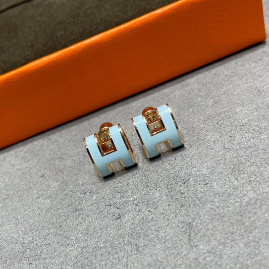 [✨Rose💎]BOUCLES D'OREILLES CLOUS BLEU CIEL POP H
