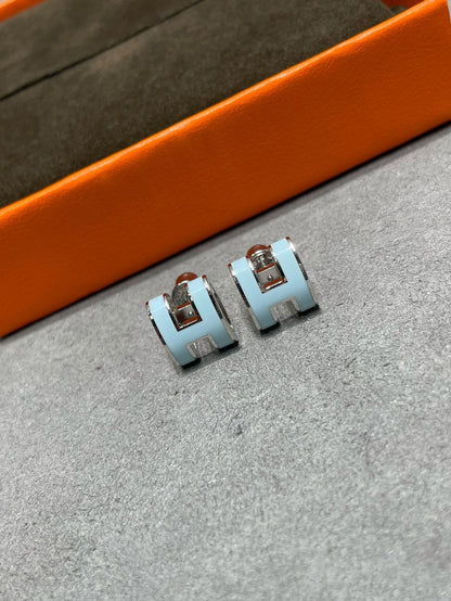 [✨Rose💎]BOUCLES D'OREILLES CLOUS BLEU CIEL POP H
