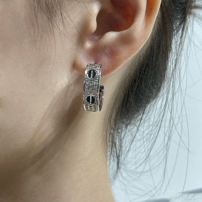 [✨Rose💎]Boucles d'oreilles Love en argent pavées de diamants en céramique