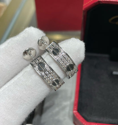 [✨Rose💎]Boucles d'oreilles Love en argent pavées de diamants en céramique