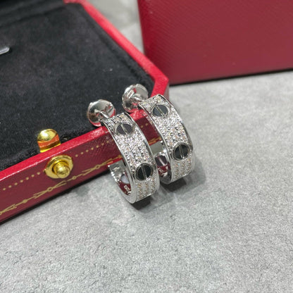 [✨Rose💎]Boucles d'oreilles Love en argent pavées de diamants en céramique