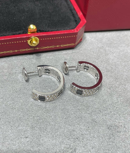 [✨Rose💎]Boucles d'oreilles Love en argent pavées de diamants en céramique