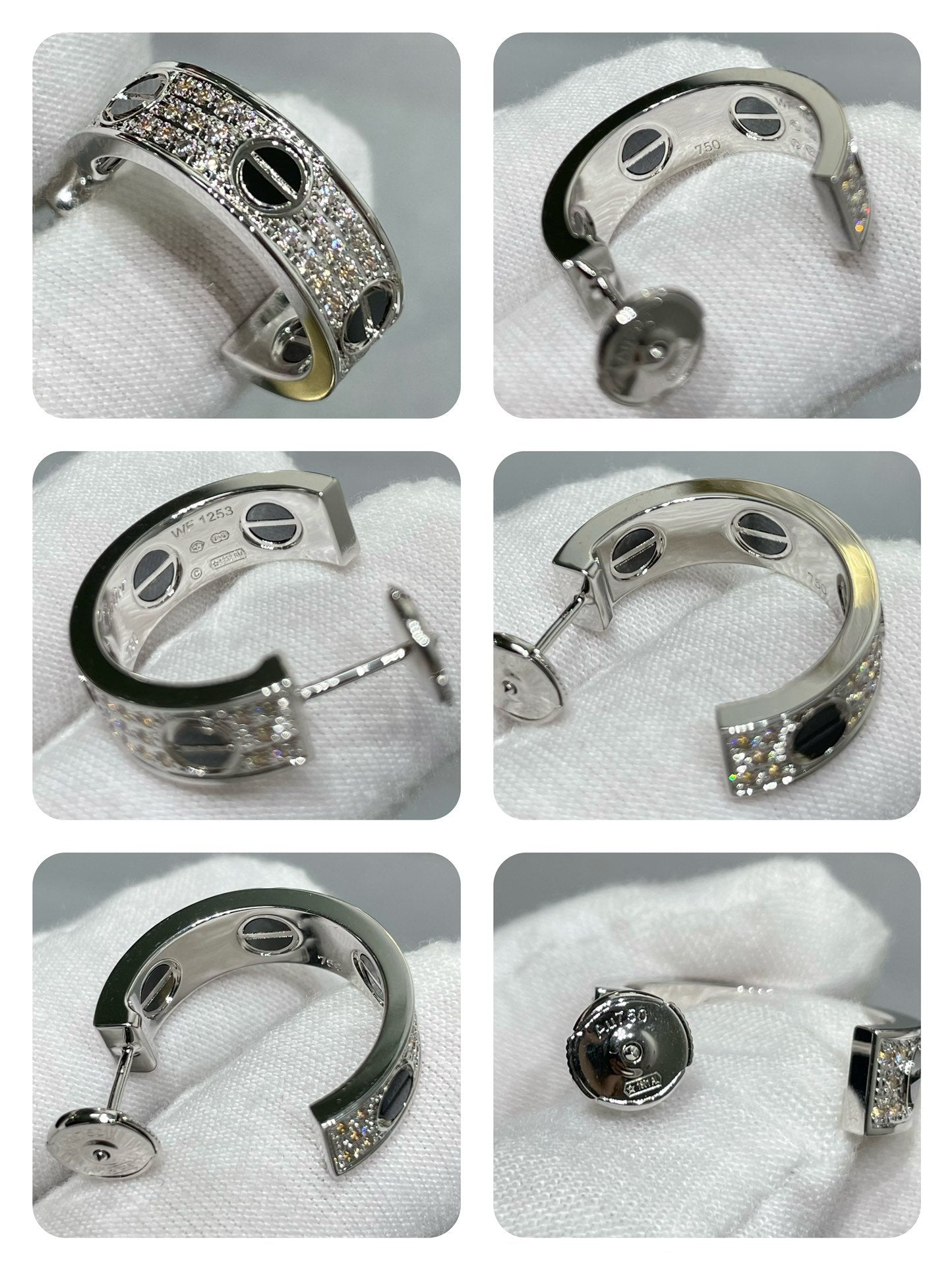 [✨Rose💎]Boucles d'oreilles Love en argent pavées de diamants en céramique