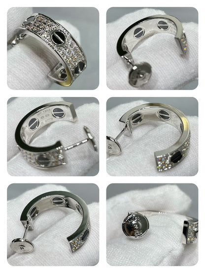[✨Rose💎]Boucles d'oreilles Love en argent pavées de diamants en céramique