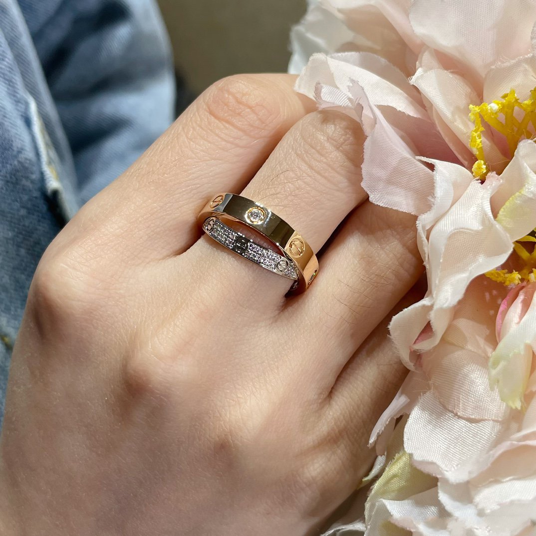 [✨Rose💎] BAGUE DOUBLE AMOUR OR ROSE ARGENT DIAMANT