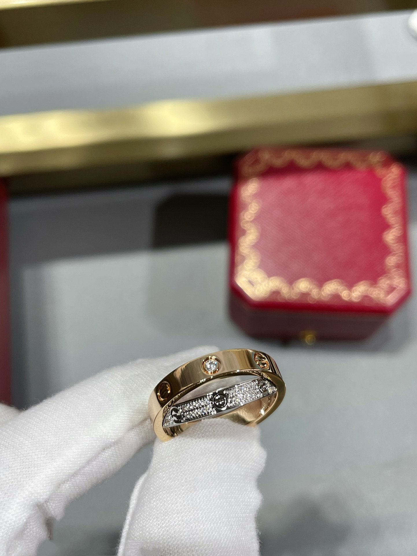 [✨Rose💎] BAGUE DOUBLE AMOUR OR ROSE ARGENT DIAMANT