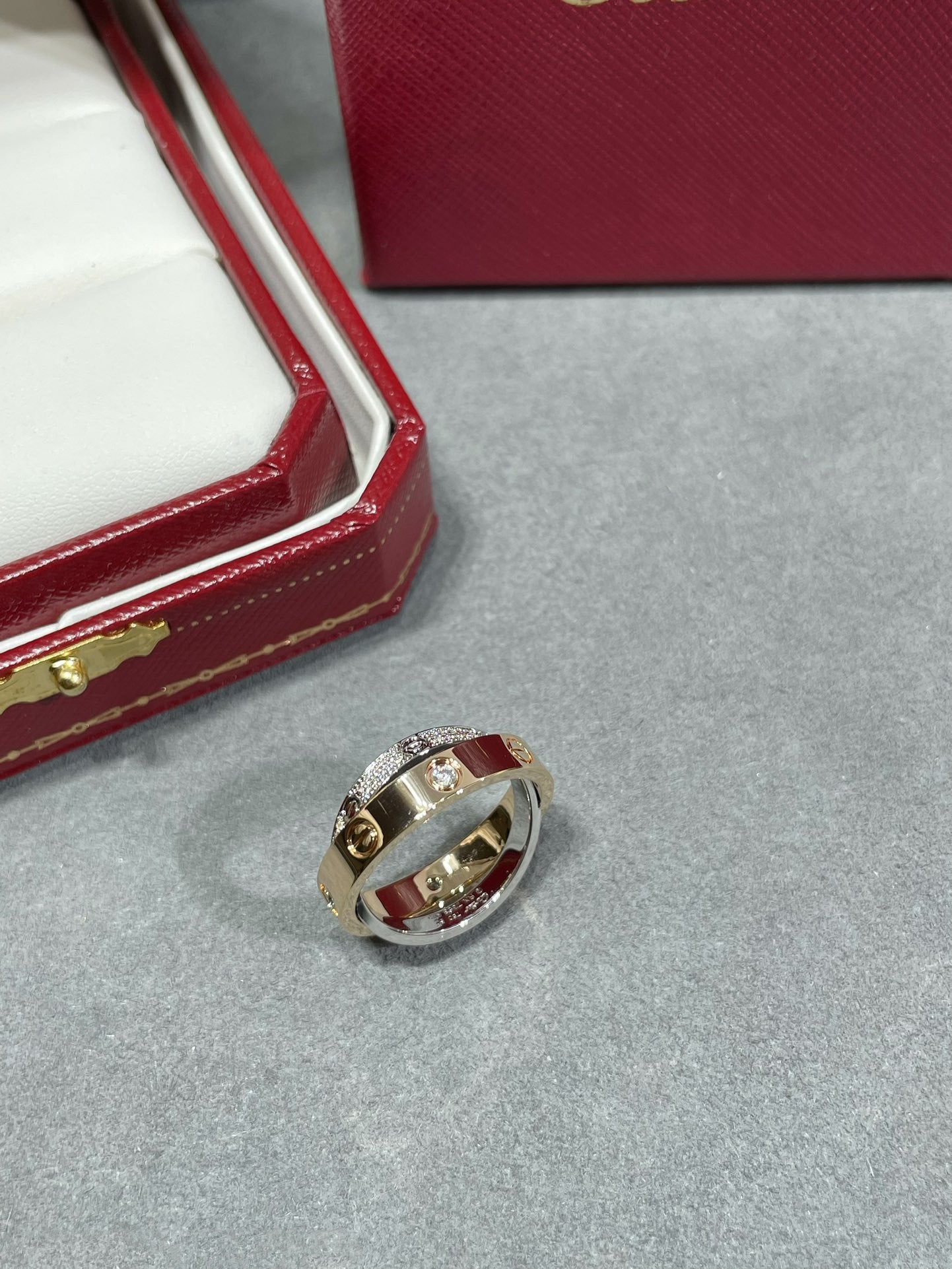 [✨Rose💎] BAGUE DOUBLE AMOUR OR ROSE ARGENT DIAMANT