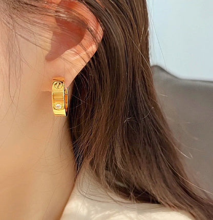 [✨Rose💎]Boucles d'oreilles Love 5,5 mm avec 1 diamant