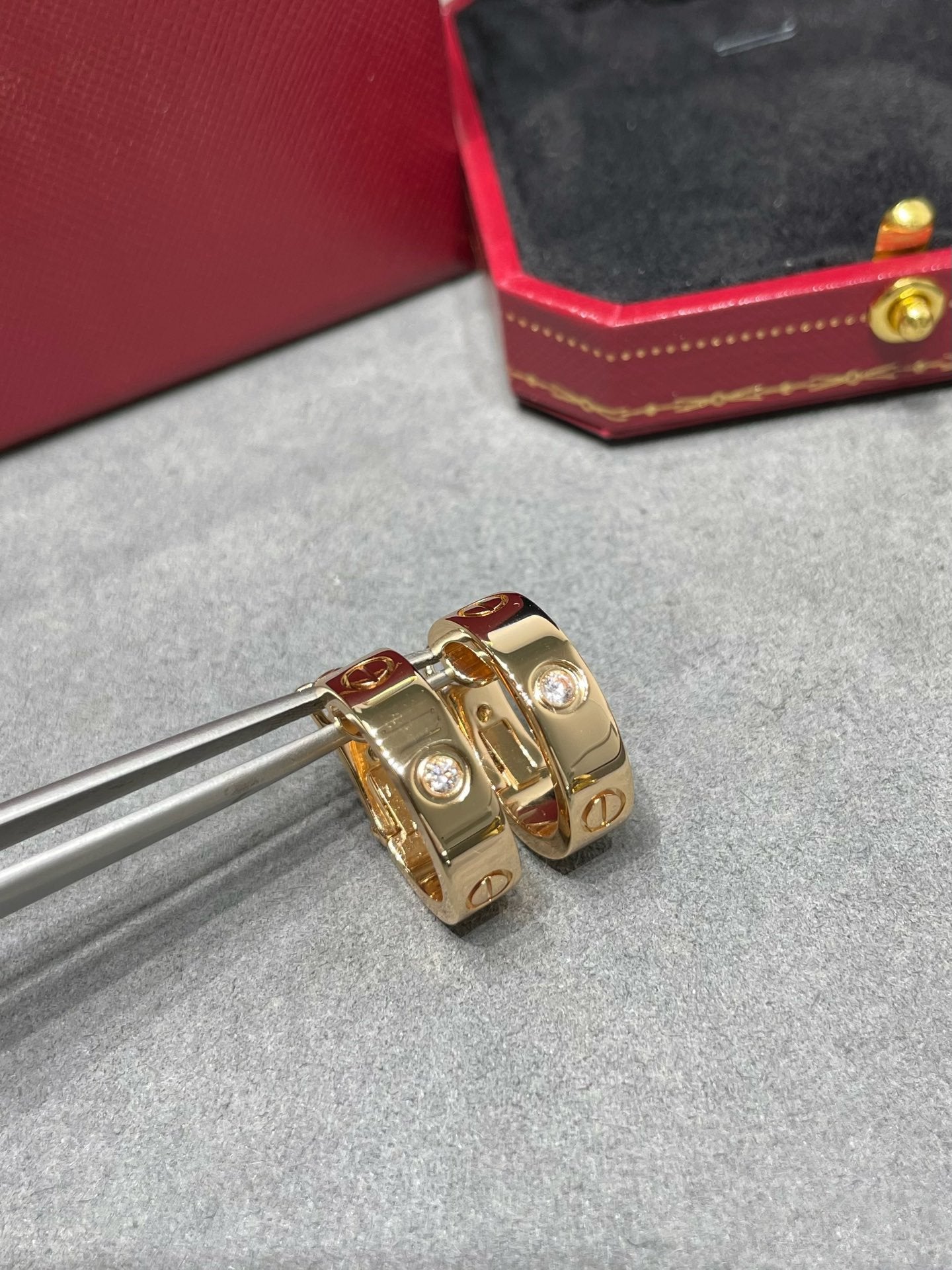 [✨Rose💎]Boucles d'oreilles Love 5,5 mm avec 1 diamant