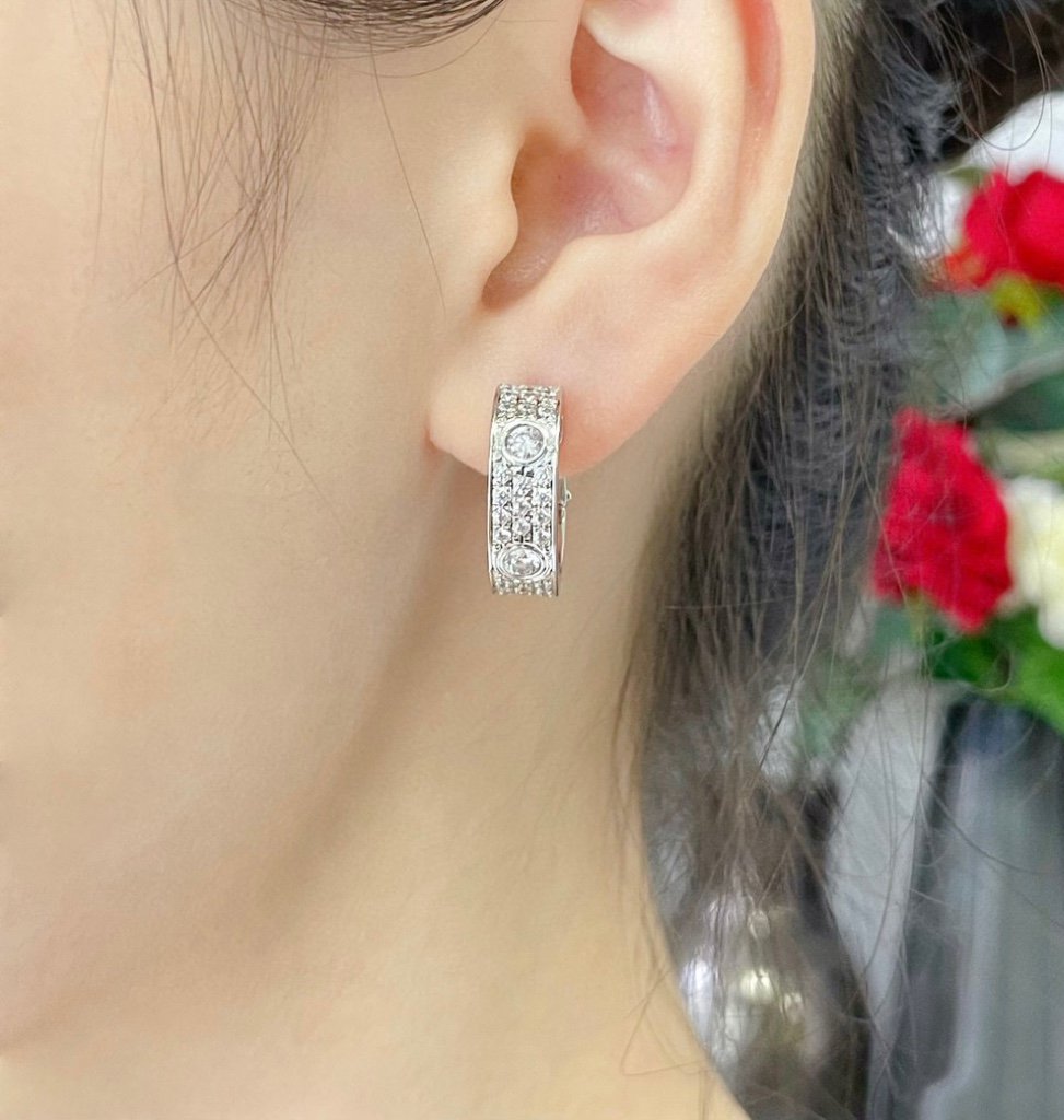 [✨Rose💎]Boucles d'oreilles Love pavées de diamants 5,5 mm