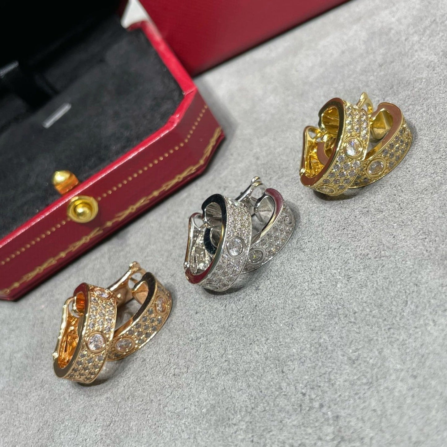 [✨Rose💎]Boucles d'oreilles Love pavées de diamants 5,5 mm