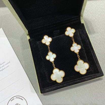 [✨Rose💎]Boucles d'oreilles en or à 3 motifs en forme de nacre 