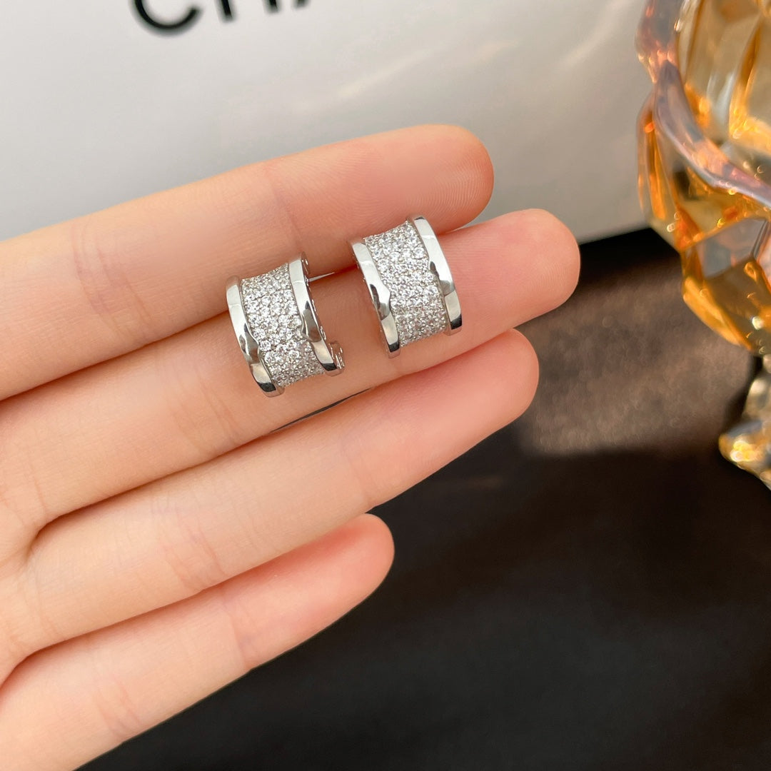 [✨Rose💎]Boucles d'oreilles pavées de diamants ZERO 1