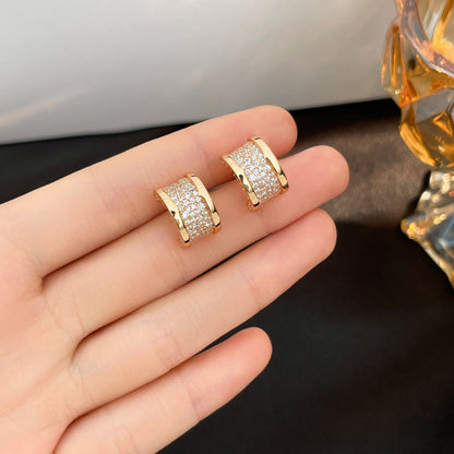 [✨Rose💎]Boucles d'oreilles pavées de diamants ZERO 1