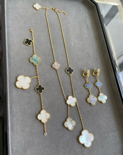 [✨Rose💎] BOUCLES D'OREILLES EN OR ROSE À 3 MOTIFS EN NACRE ONYX FONCÉ