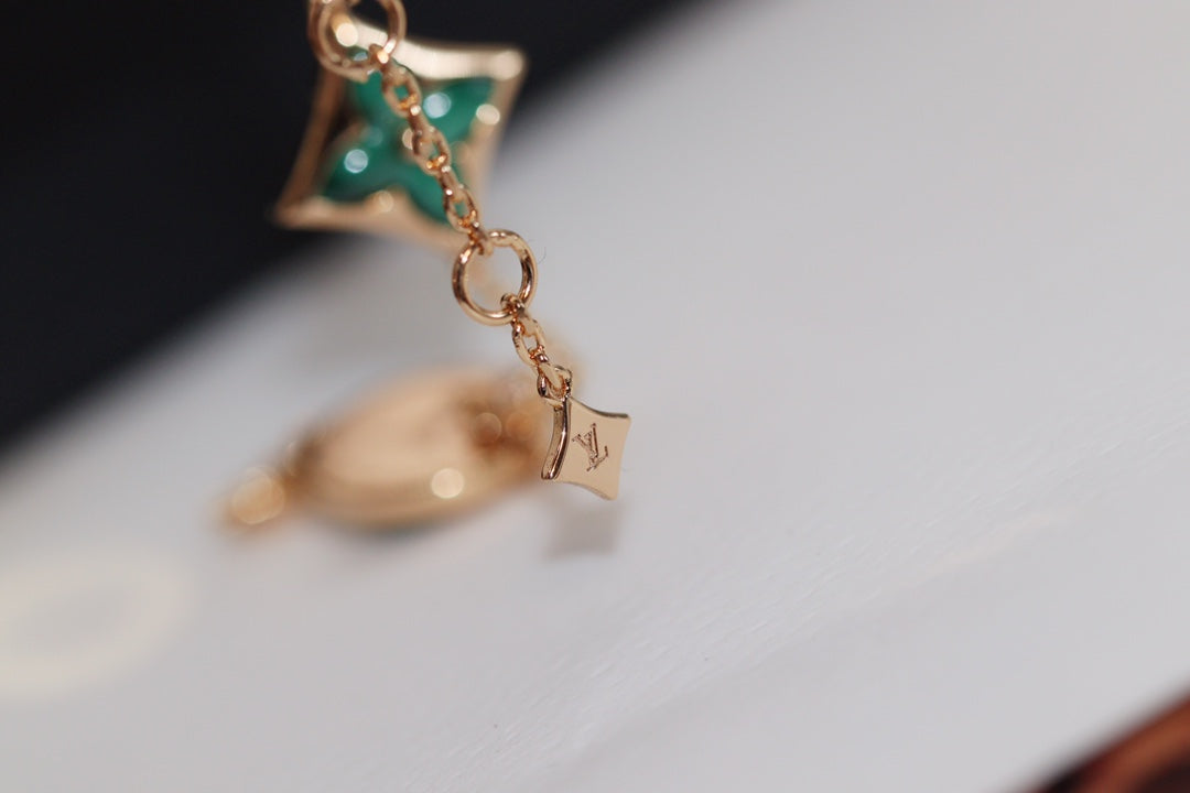 [✨Rose💎]STAR AND SUN 4 MOTIF PINK GOLD MALACHITE BRACELET