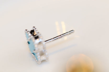 [✨Rose💎]Boucles d'oreilles Clover Mini Turquoise Argent