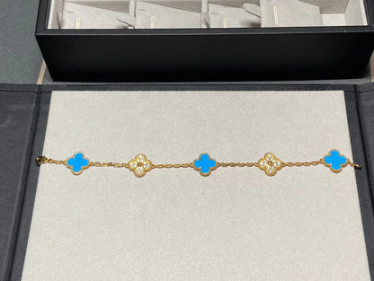 [✨Rose💎] CLOVER 5 MOTIF BLUE AGATE BRACELET COLLECTION