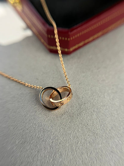 [✨Rose💎] COLLIER D'AMOUR DOUBLE ANNEAU OR ROSE 