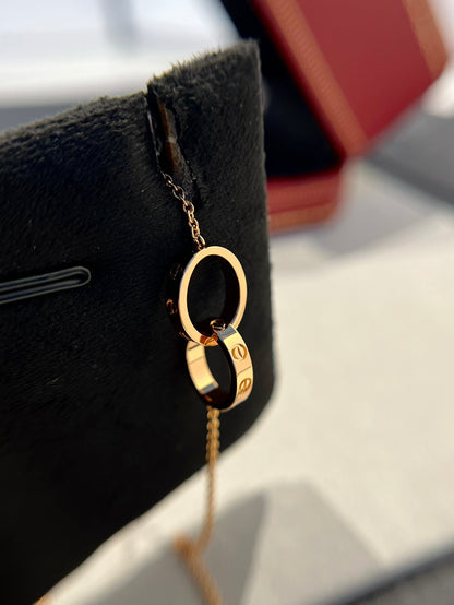 [✨Rose💎] COLLIER D'AMOUR DOUBLE ANNEAU OR ROSE 