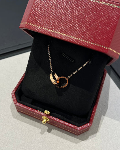 [✨Rose💎] COLLIER D'AMOUR DOUBLE ANNEAU OR ROSE 