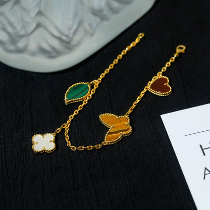 [✨Rose💎]BRACELET EN OR À 5 MOTIFS LUCKY SPRING 