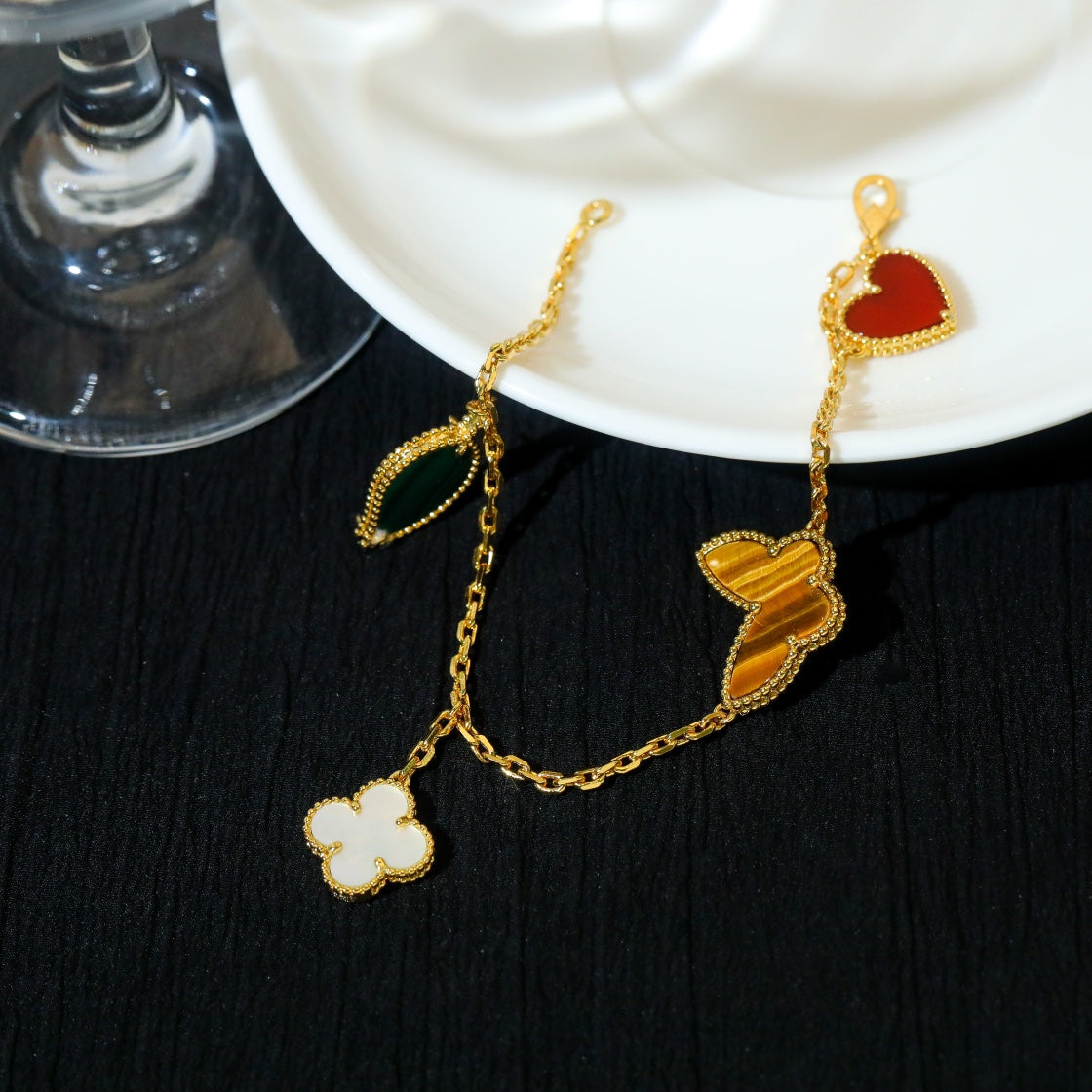 [✨Rose💎]BRACELET EN OR À 5 MOTIFS LUCKY SPRING 