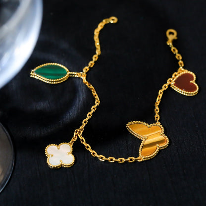 [✨Rose💎]BRACELET EN OR À 5 MOTIFS LUCKY SPRING 