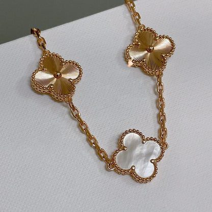 [✨Rose💎]CLOVER WHITE PEARL MOP 5 MOTIF BRACELET COLLECTION