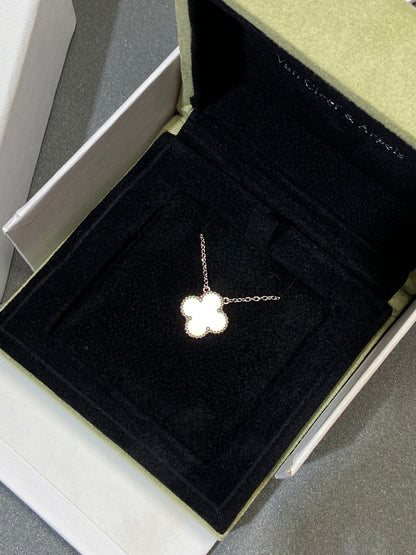 [✨Rose💎] COLLIER CLOVER MOYEN ARGENT BLANC MOP 