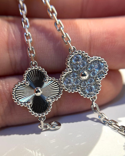 [✨Rose💎]BRACELET ARGENT DIAMANT À 5 MOTIFS TRÈFLE