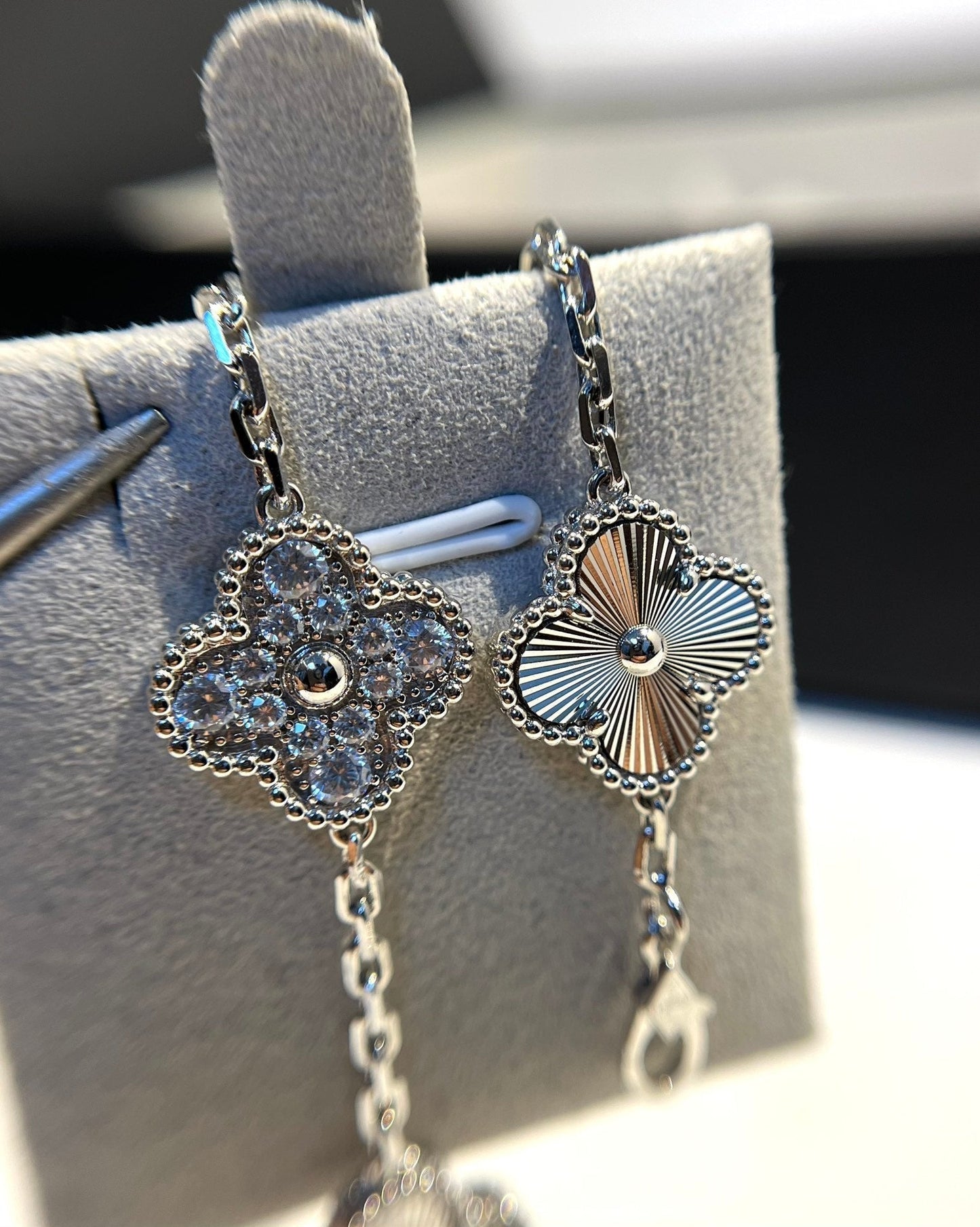 [✨Rose💎]BRACELET ARGENT DIAMANT À 5 MOTIFS TRÈFLE