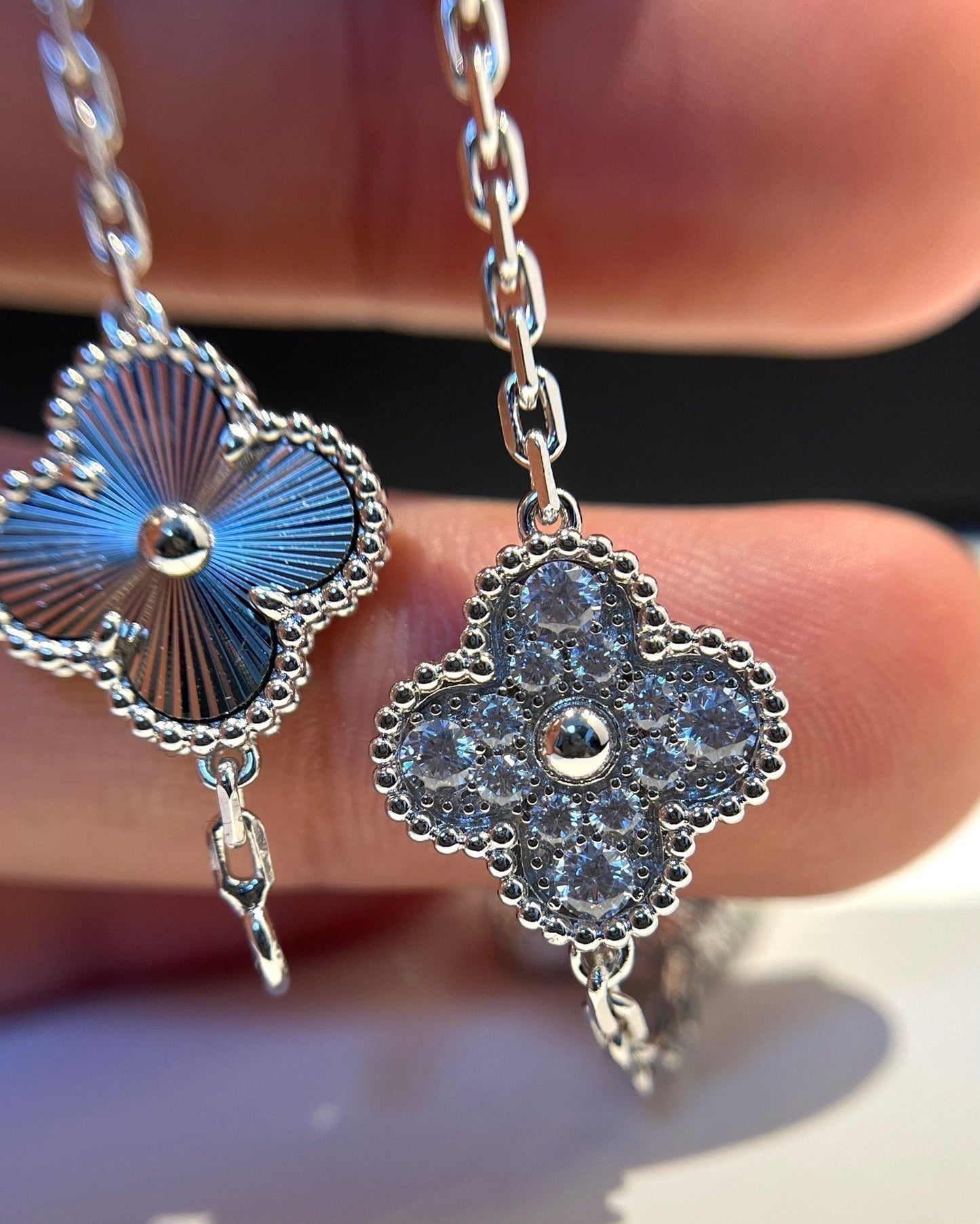 [✨Rose💎]BRACELET ARGENT DIAMANT À 5 MOTIFS TRÈFLE