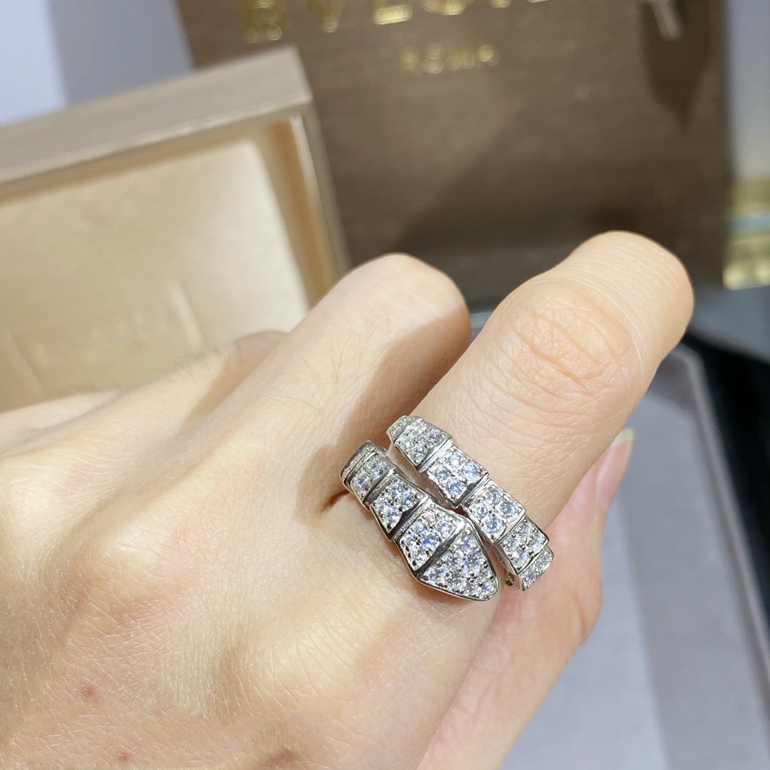 [✨Rose💎]BAGUE SERPENTI ARGENT PAVÉ DIAMANTS