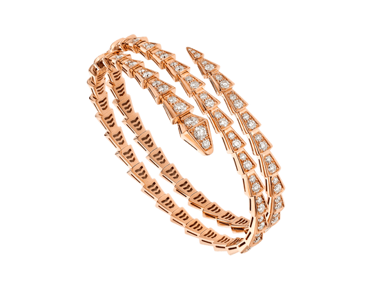 [✨Rose💎]SERPENTI BRACELET PINK GOLD DIAMOND DOUBLE ROW