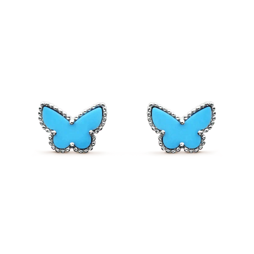 [✨Rose💎]BOUCLES D'OREILLES PAPILLON TURQUOISE ARGENT
