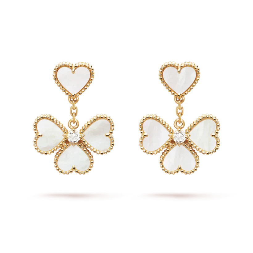 [✨Rose💎]Boucles d'oreilles Clover Sweet White Mop