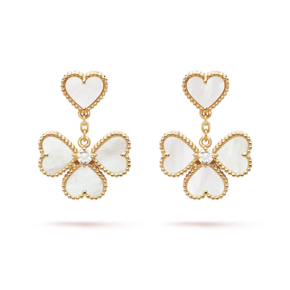 [✨Rose💎]Boucles d'oreilles Clover Sweet White Mop