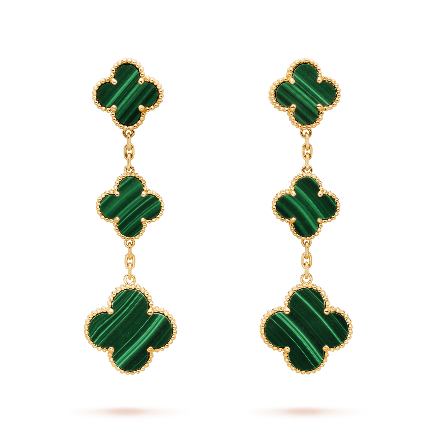 [✨Rose💎]TRÈFLE MALACHITE 3 MOTIFS OR 