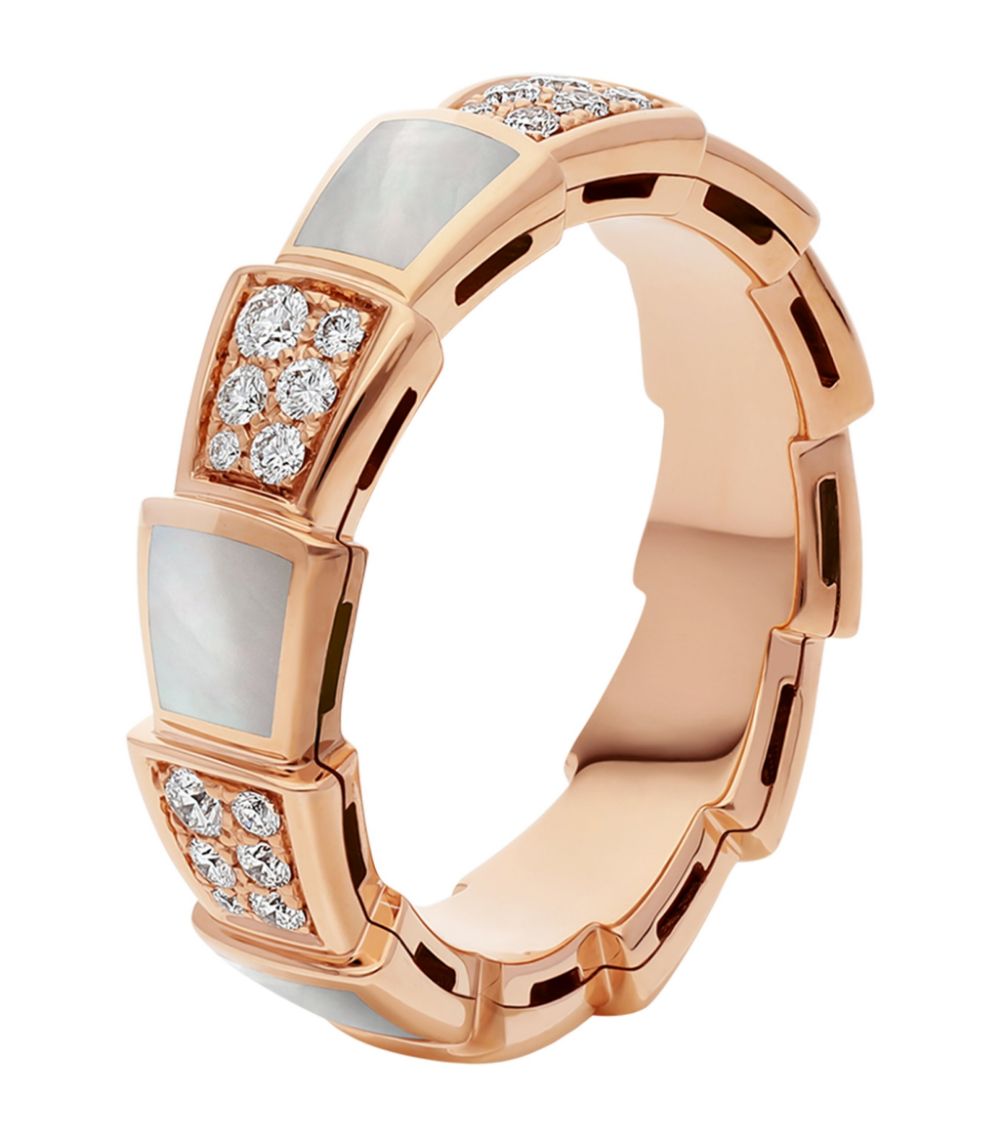 [✨Rose💎]BAGUE SERPENTI OR ROSE NACRE PAVÉE DIAMANTS 4MM