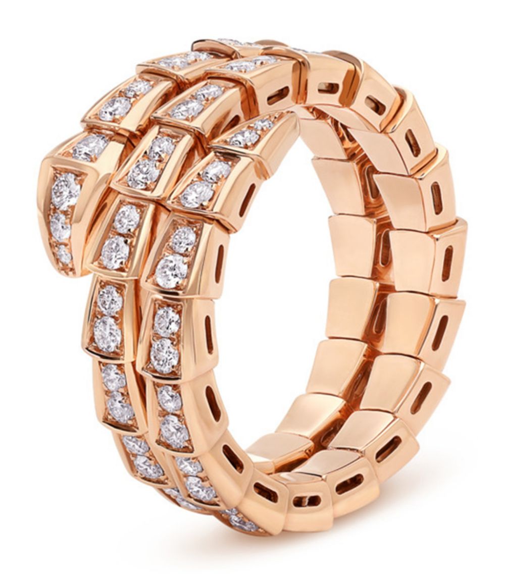 [✨Rose💎]BAGUE SERPENTI OR ROSE DIAMANT DOUBLE RANGÉE