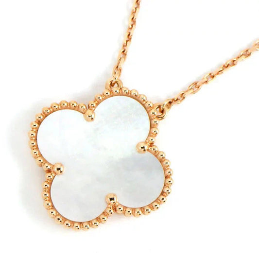 [✨Rose💎] COLLIER FLEUR UNIQUE TRÈFLE 15 MM ONYX NOIR