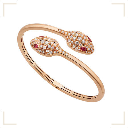 [✨Rose💎]SERPENTI BRACELET PINK GOLD DIAMOND DOUBLE SNAKE