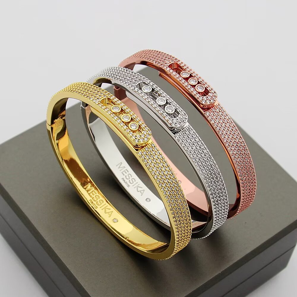 [✨Rose💎]Move Noa Full Pav茅 Diamond Bangle Bracelet