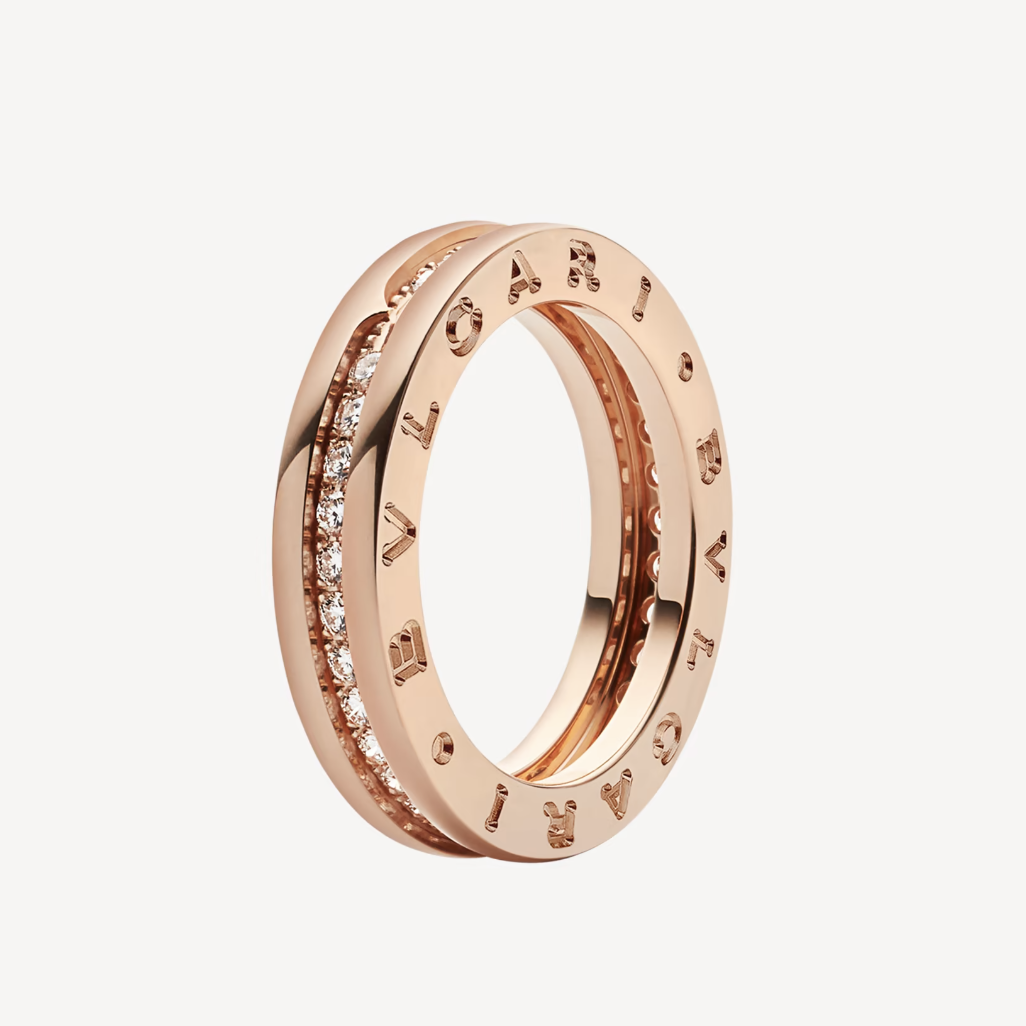[✨Rose💎] ZERO 1 BAGUE EN SPIRALE AVEC DIAMANTS PAVÉS À UNE SEULE BANDE